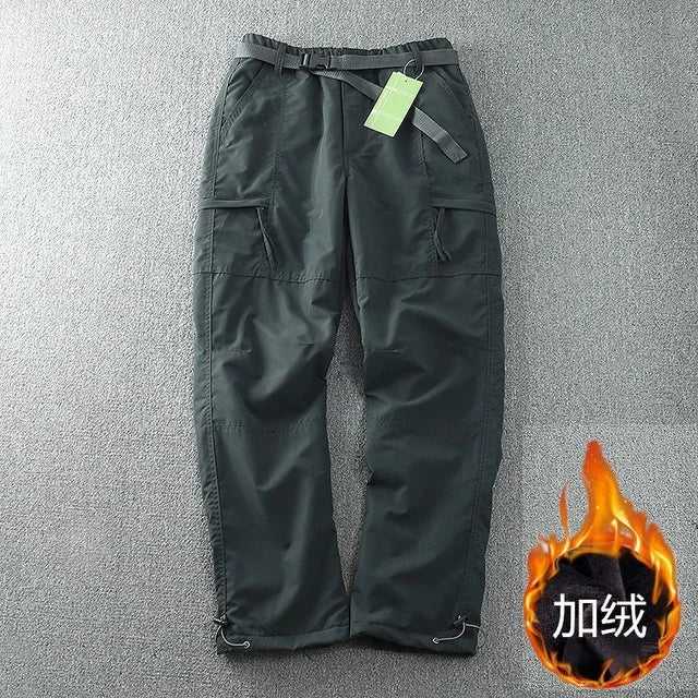 Winter Fleece Soft Shell Pants Waterproof Outdoor Man Straight Slacks Multi-pocket Cargo Pants Men Army Tactical Pantalon Homme