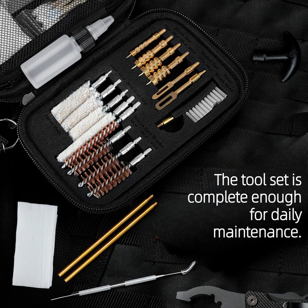 23PCS Universal Gun Cleaning Kit, Pistol Rifle Bore Brush Set for .22 .357/.38 9mm .40 .45 Caliber, Portable Cleaning Tool