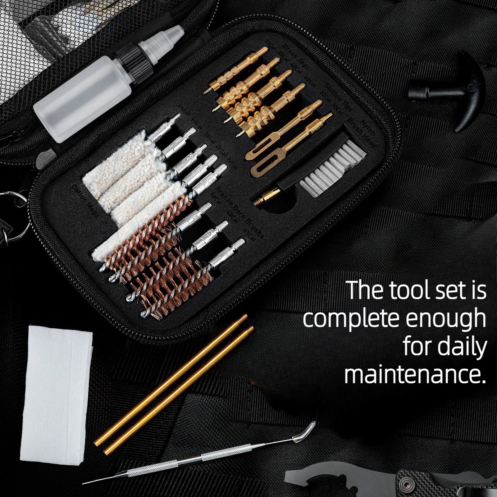 23PCS Universal Gun Cleaning Kit, Pistol Rifle Bore Brush Set for .22 .357/.38 9mm .40 .45 Caliber, Portable Cleaning Tool