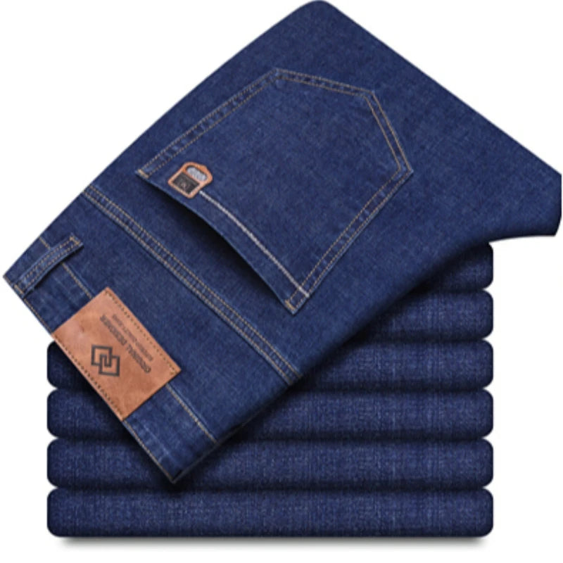 New Men Classic Jeans Homme Pantalones Hombre Soft Black Blue Denim Cargo Pants Business Casual All Match Baggy Jean Size 28-40