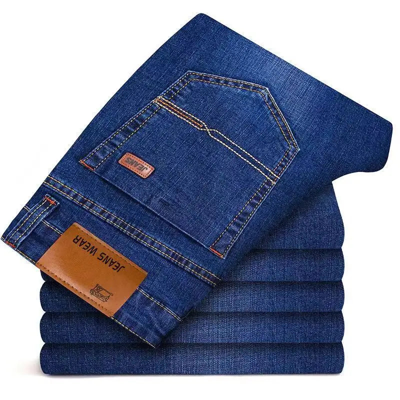 Men's Soft Straight Denim Pants 2026 Autumn Classic Business Black Biker Jeans Overalls Masculino Pantalone Hombre Mannen Homme