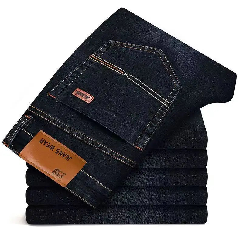 Men's Soft Straight Denim Pants 2026 Autumn Classic Business Black Biker Jeans Overalls Masculino Pantalone Hombre Mannen Homme