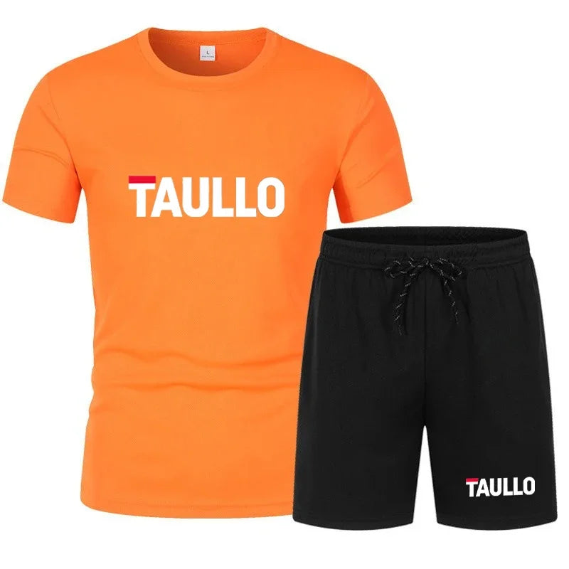Ensemble de t-shirts d'été pour hommes, chemise à col rond, pantalon court, ensemble de sport décontracté, t-shirt imprimé à