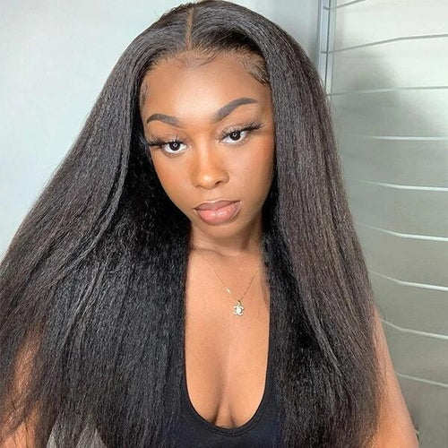 Perruque Lace Front 13x6 Kinky Straight, lisse et texturée | Cheveux humains de qualité supérieure.