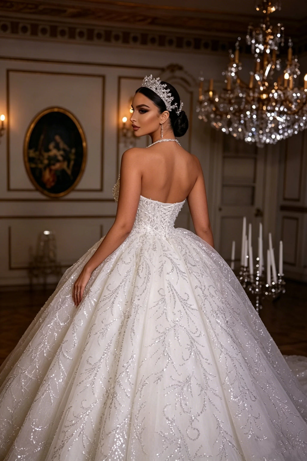 2026 Customized Luxury Sexy Strap Wedding Dress Off Shoulder Beaded A-line Prom Dresses Sparkling Royal Tulle Bride Dress