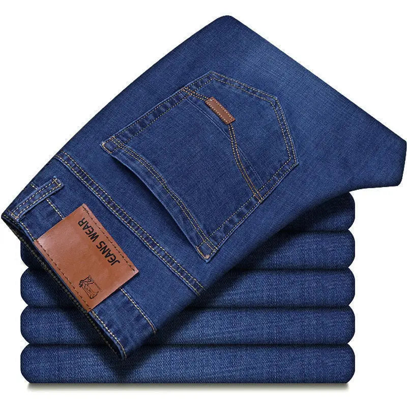 Men's Soft Straight Denim Pants 2026 Autumn Classic Business Black Biker Jeans Overalls Masculino Pantalone Hombre Mannen Homme