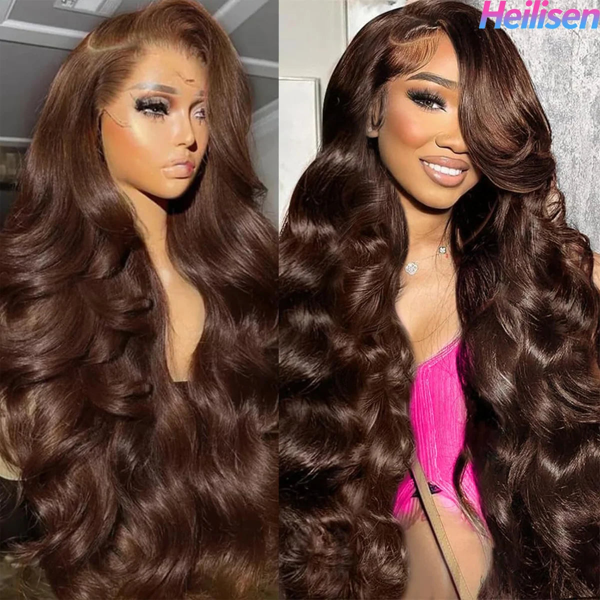 40 Inch #4 Chocolate Brown 200% Density Body Wave 13*4 13*6 HD Transparent Lace Frontal Wig Brazilian Human Hair Wigs For Women