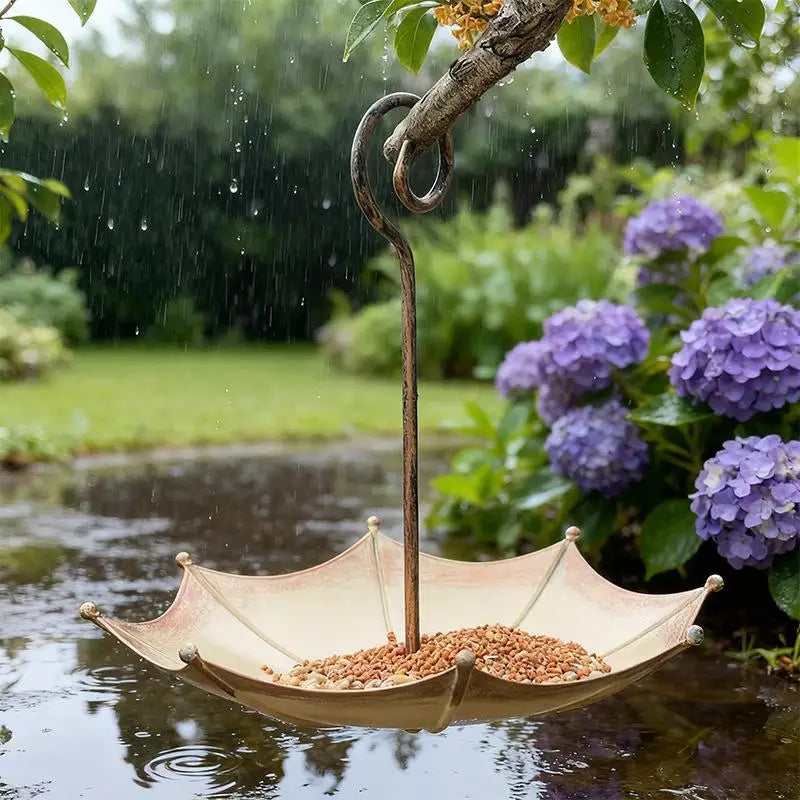 Heavy Duty Iron Hanging Bird Feeder Container Outdoor Bird Feeder With Large Tray For Garden Backyard