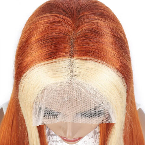 Perruque Lace Front 13x4 audacieuse avec mèches rousses (Ginger) et blondes 613 | Cheveux humains de qualité supérieure.