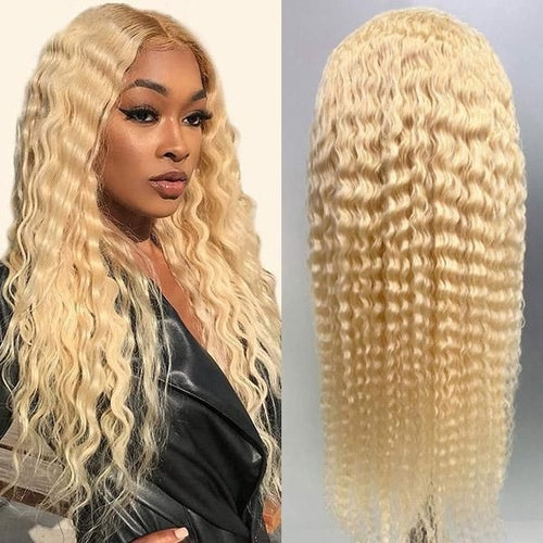 Perruque Lace Front 13x4 blonde #613 à ondulations profondes (Deep Wave) | Cheveux humains de qualité supérieure.