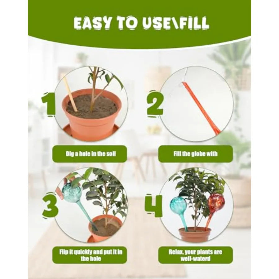 Iridescent Self Watering Globes Glass Rainbow Plant Watering Globes Self Watering Planter Insert Automatic Plant Waterer Indoor