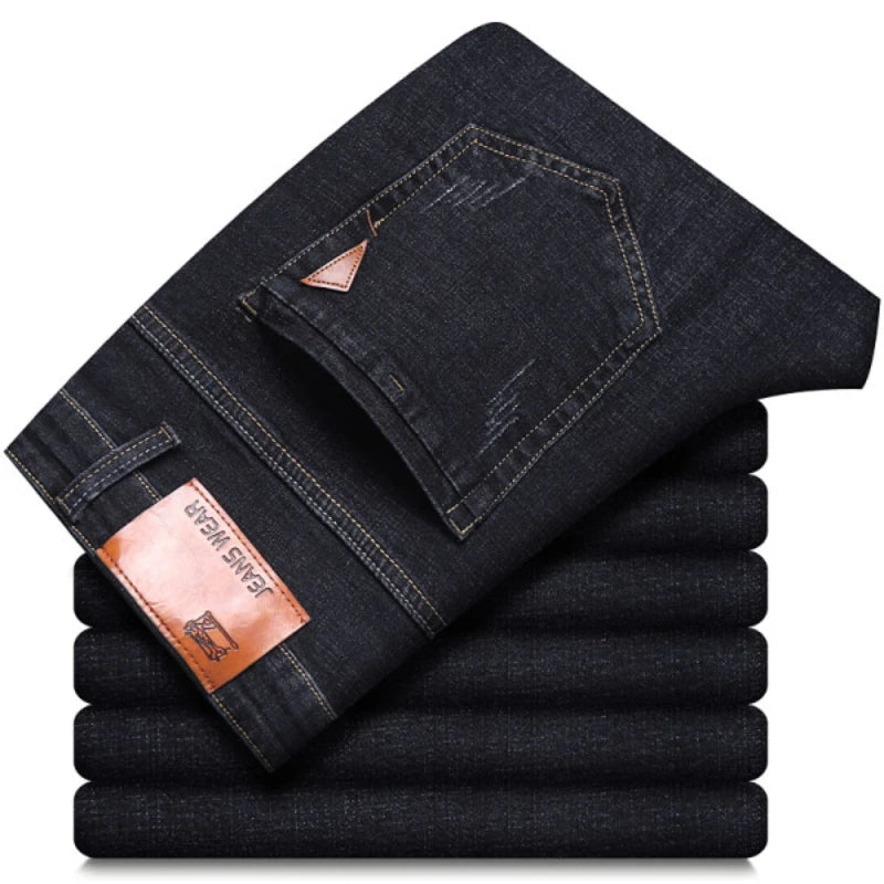 New Men Classic Jeans Homme Pantalones Hombre Soft Black Blue Denim Cargo Pants Business Casual All Match Baggy Jean Size 28-40