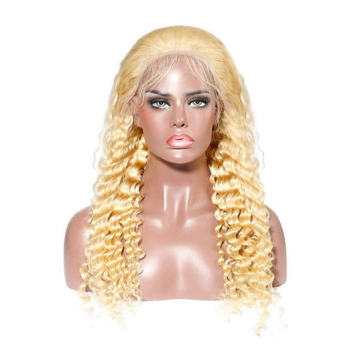 Perruque Lace Front 13x4 blonde #613 à ondulations profondes (Deep Wave) | Cheveux humains de qualité supérieure.
