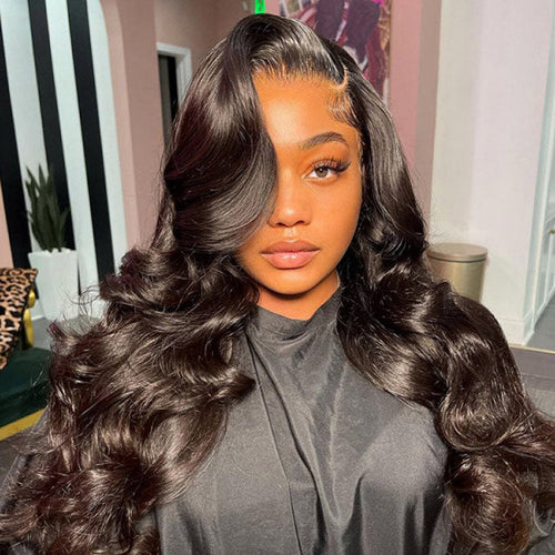 4x7 Lace Closure Wig Human Hair Natural Color Body Three-Dimensional