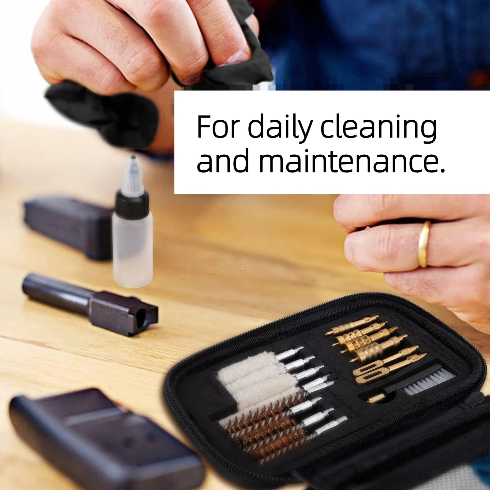 23PCS Universal Gun Cleaning Kit, Pistol Rifle Bore Brush Set for .22 .357/.38 9mm .40 .45 Caliber, Portable Cleaning Tool