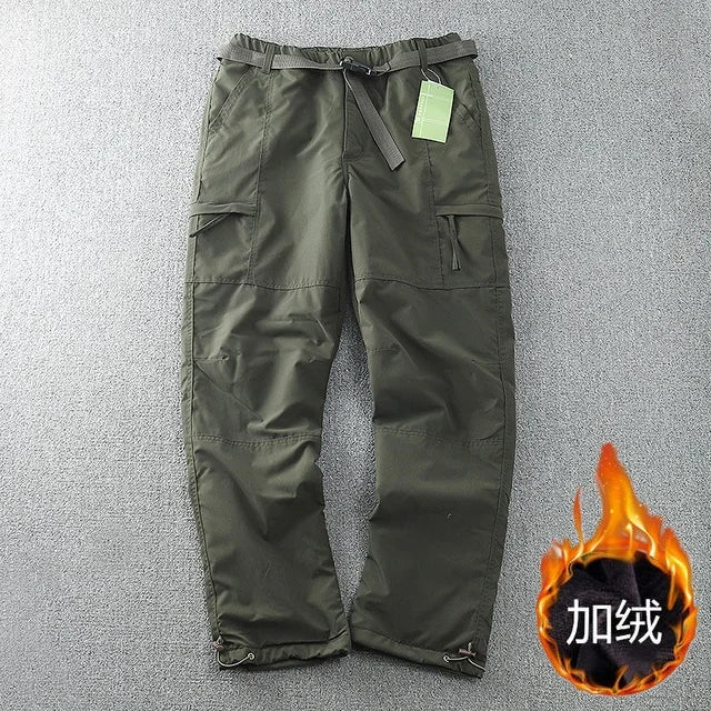 Winter Fleece Soft Shell Pants Waterproof Outdoor Man Straight Slacks Multi-pocket Cargo Pants Men Army Tactical Pantalon Homme