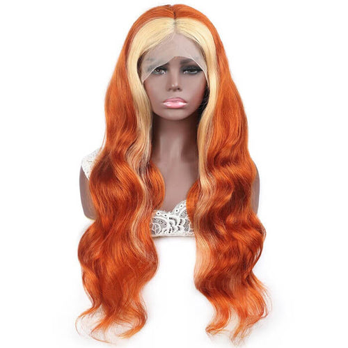 Perruque Lace Front 13x4 audacieuse avec mèches rousses (Ginger) et blondes 613 | Cheveux humains de qualité supérieure.