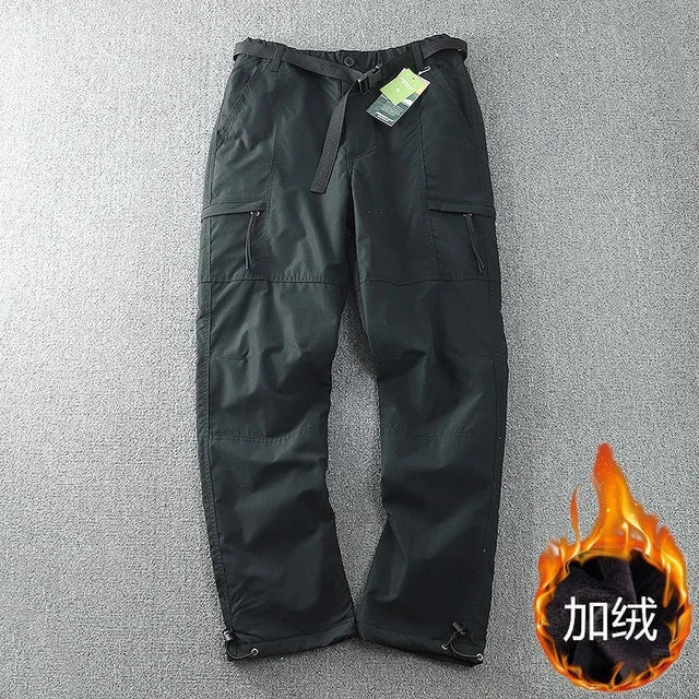 Winter Fleece Soft Shell Pants Waterproof Outdoor Man Straight Slacks Multi-pocket Cargo Pants Men Army Tactical Pantalon Homme