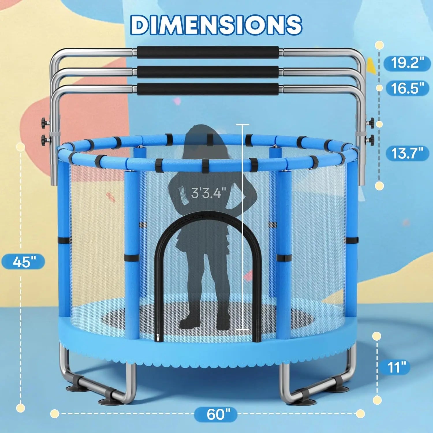 Toddler Trampoline,Trampoline for Kids with Enclosure,440lbs Capacity Toddler Trampoline Outdoor & Indoor with,Custom