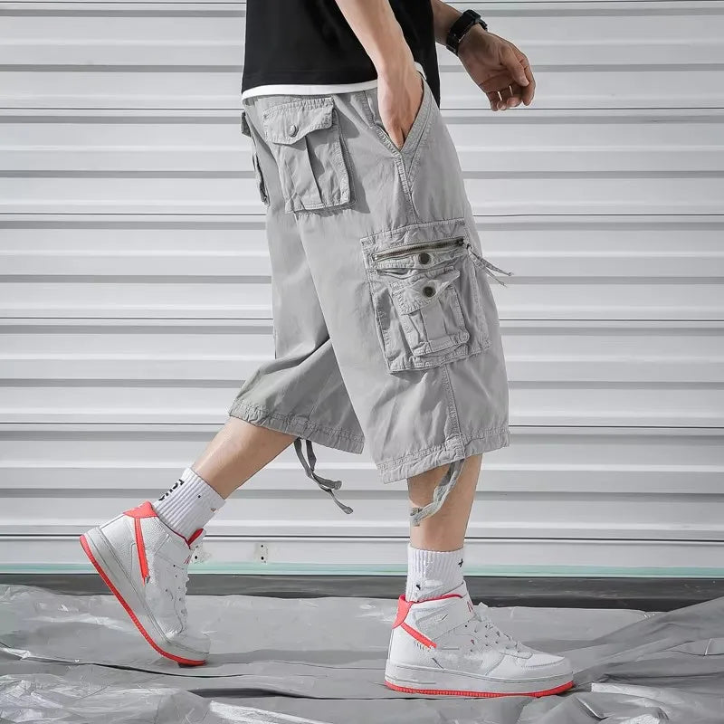 New Summer Men Cargo Shorts 2023 Mens Army Shorts Male Casual Workout Homme Cotton Short Pant Pantalon Buzo Hombre Knee Length