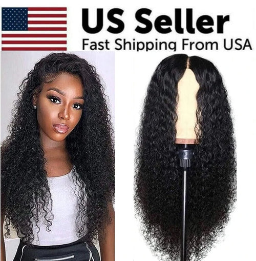 AA Hair Front Wig Womens Brazilian Human Long Curly Lace Wavy Hair