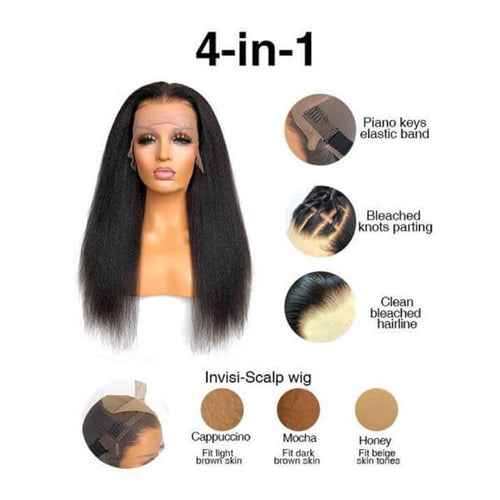 Perruque Lace Front 13x6 Kinky Straight, lisse et texturée | Cheveux humains de qualité supérieure.
