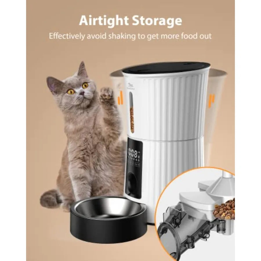 【Spot goods】Timed Automatic Cat Feeders - 4L Programable Dry Food Dispenser for Cats and Small Medium Dogs 6 Meals with Desicca