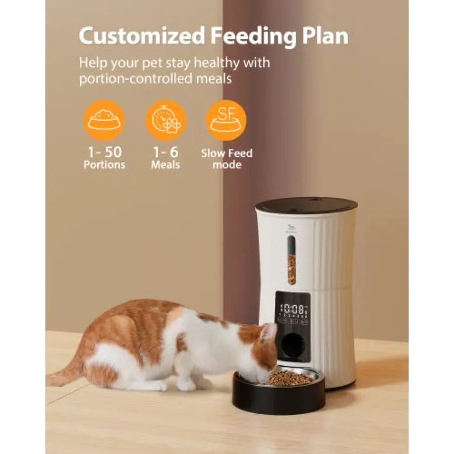 【Spot goods】Timed Automatic Cat Feeders - 4L Programable Dry Food Dispenser for Cats and Small Medium Dogs 6 Meals with Desicca