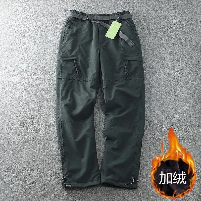 Winter Fleece Soft Shell Pants Waterproof Outdoor Man Straight Slacks Multi-pocket Cargo Pants Men Army Tactical Pantalon Homme