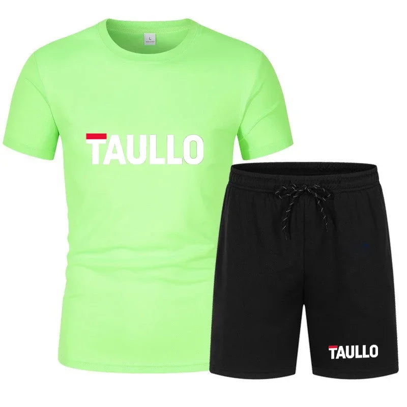 Ensemble de t-shirts d'été pour hommes, chemise à col rond, pantalon court, ensemble de sport décontracté, t-shirt imprimé à