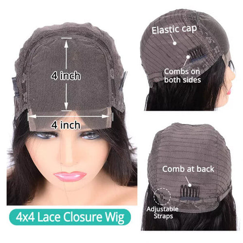 Perruque Lace Closure 4x4 à ondulations souples et luxueuses (Loose Wave) | Cheveux humains de qualité supérieure.