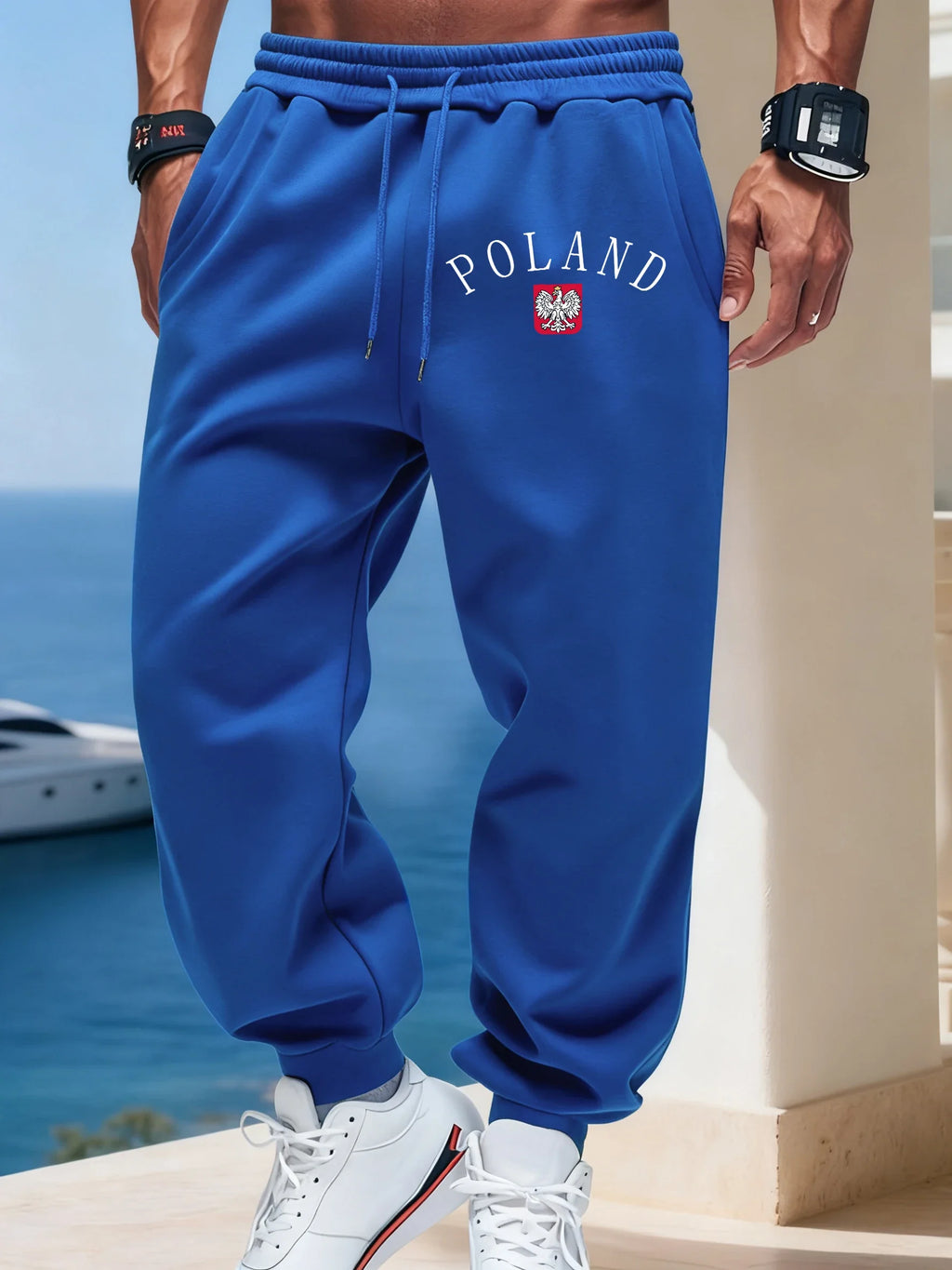 Pologne lettre imprime hommes quotidien bureau pantalon chaud automne pantalons de survêtement basique rétro Britches