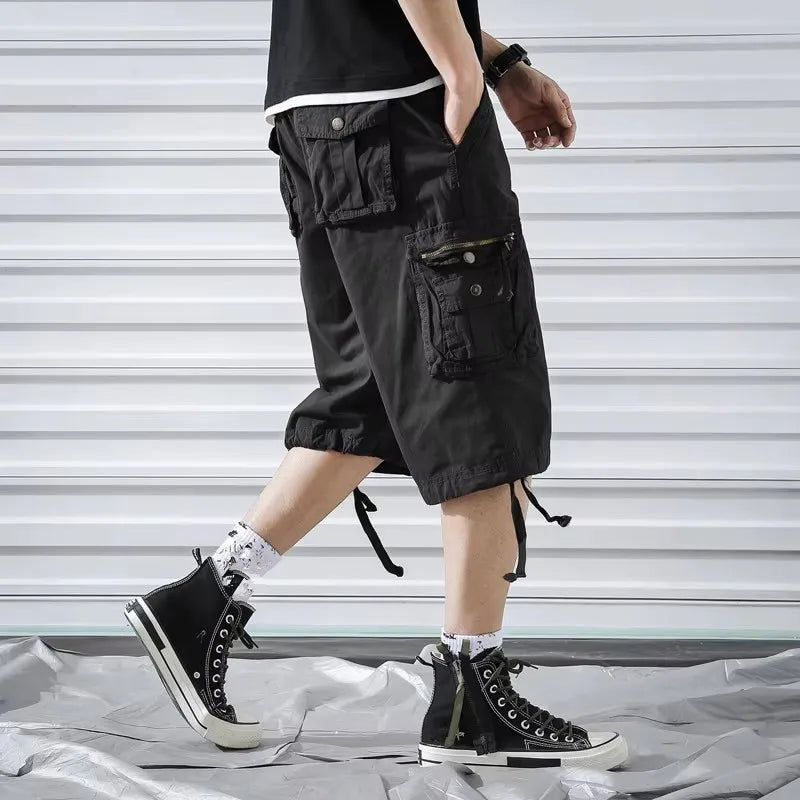 New Summer Men Cargo Shorts 2023 Mens Army Shorts Male Casual Workout Homme Cotton Short Pant Pantalon Buzo Hombre Knee Length