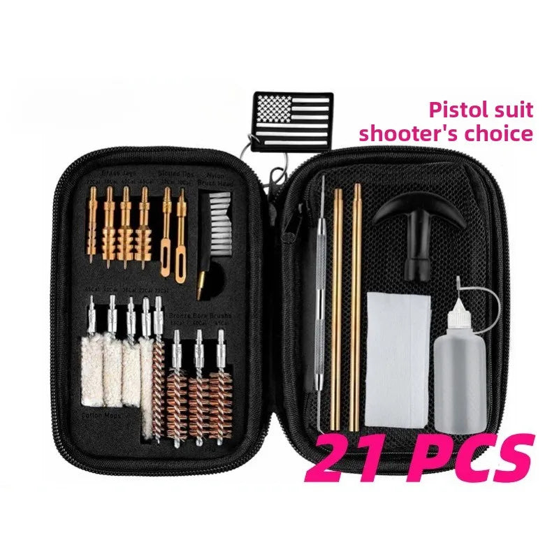 23PCS Universal Gun Cleaning Kit, Pistol Rifle Bore Brush Set for .22 .357/.38 9mm .40 .45 Caliber, Portable Cleaning Tool