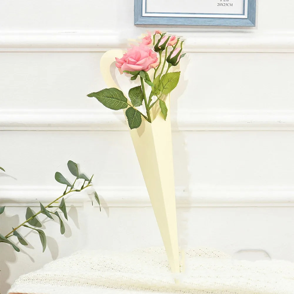 10pcs Romantic Heart Single Flower Box DIY Portable Bouquet Packaging Box Paper Rose Wrapping Gift Box Wedding Birthday Party