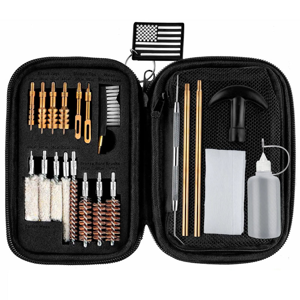23PCS Universal Gun Cleaning Kit, Pistol Rifle Bore Brush Set for .22 .357/.38 9mm .40 .45 Caliber, Portable Cleaning Tool