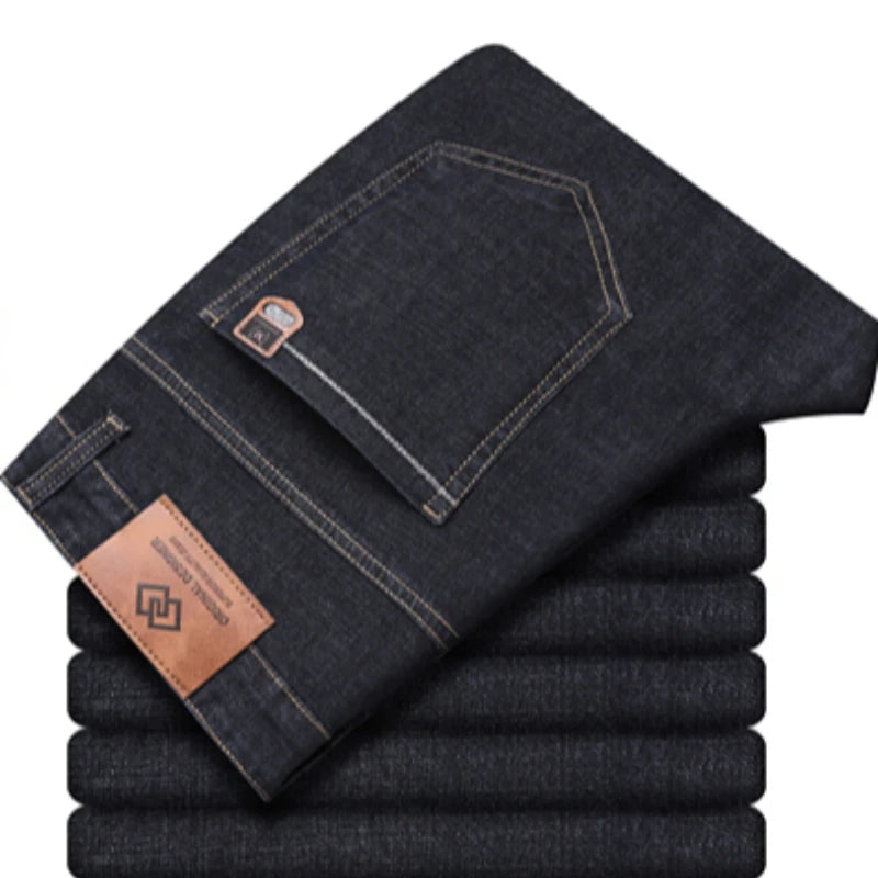 New Men Classic Jeans Homme Pantalones Hombre Soft Black Blue Denim Cargo Pants Business Casual All Match Baggy Jean Size 28-40