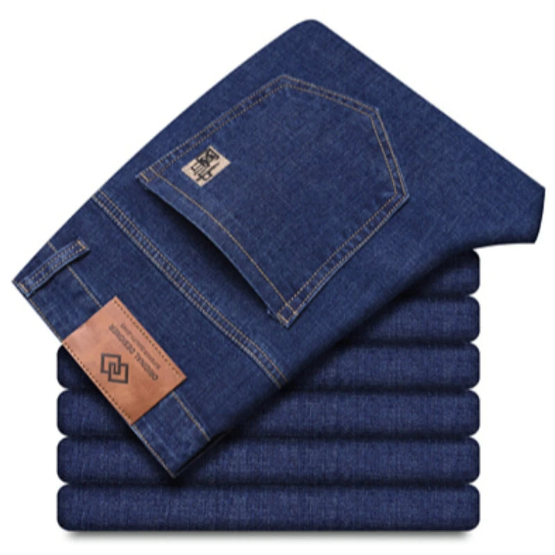 New Men Classic Jeans Homme Pantalones Hombre Soft Black Blue Denim Cargo Pants Business Casual All Match Baggy Jean Size 28-40