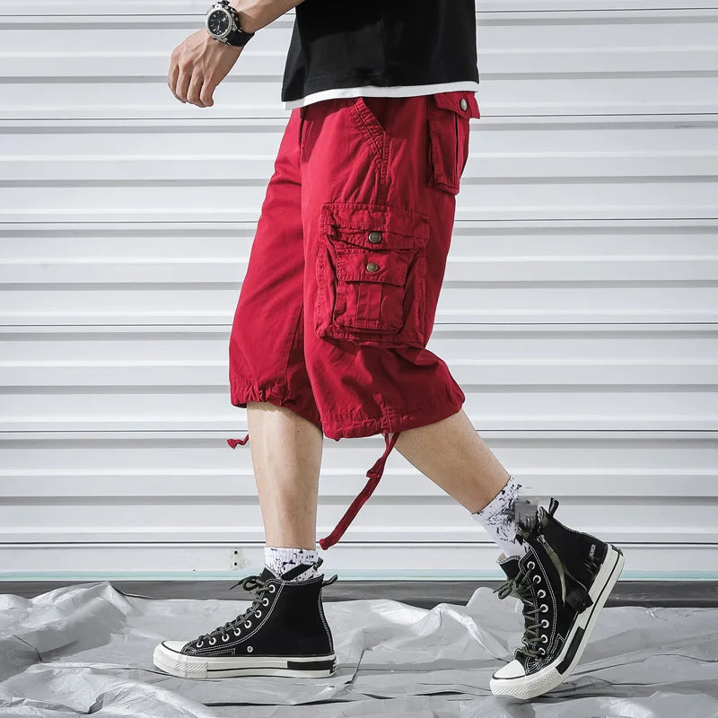 New Summer Men Cargo Shorts 2023 Mens Army Shorts Male Casual Workout Homme Cotton Short Pant Pantalon Buzo Hombre Knee Length