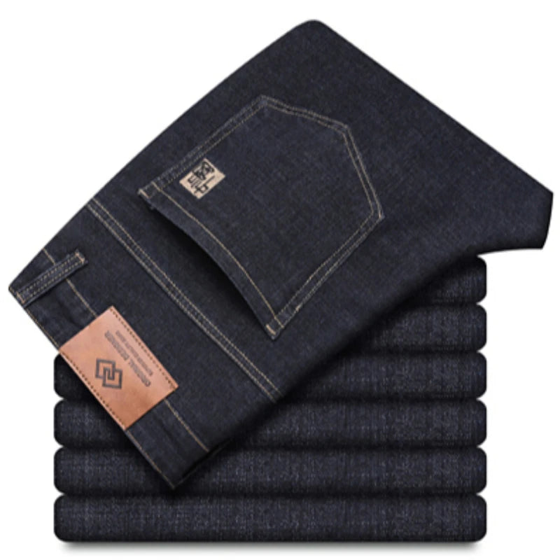 New Men Classic Jeans Homme Pantalones Hombre Soft Black Blue Denim Cargo Pants Business Casual All Match Baggy Jean Size 28-40