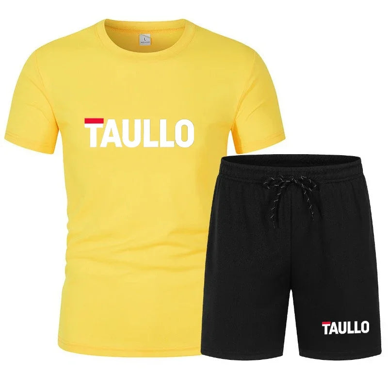 Ensemble de t-shirts d'été pour hommes, chemise à col rond, pantalon court, ensemble de sport décontracté, t-shirt imprimé à