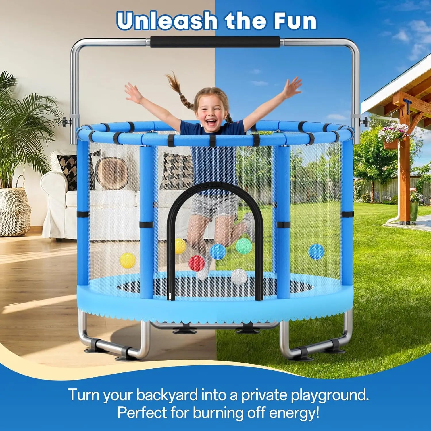 Toddler Trampoline,Trampoline for Kids with Enclosure,440lbs Capacity Toddler Trampoline Outdoor & Indoor with,Custom