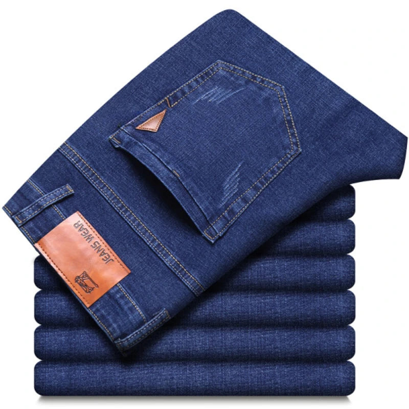 New Men Classic Jeans Homme Pantalones Hombre Soft Black Blue Denim Cargo Pants Business Casual All Match Baggy Jean Size 28-40