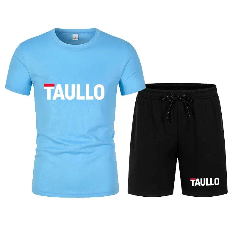 Ensemble de t-shirts d'été pour hommes, chemise à col rond, pantalon court, ensemble de sport décontracté, t-shirt imprimé à