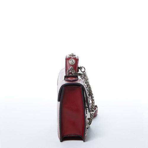 Studded Small Leather Crossbody Bag Burgundy Purse  Women's Handbag