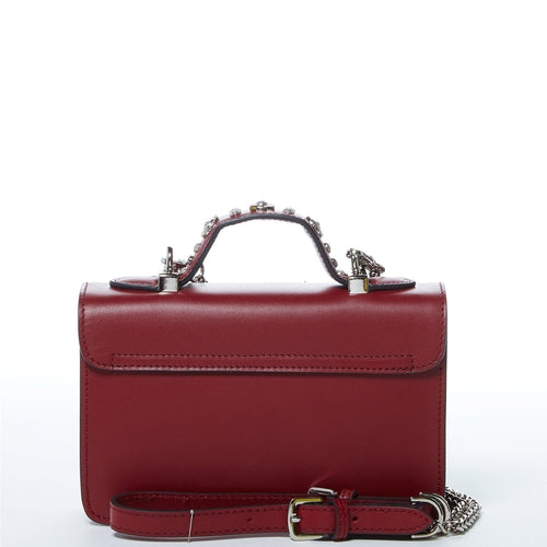 Studded Small Leather Crossbody Bag Burgundy Purse  Women's Handbag