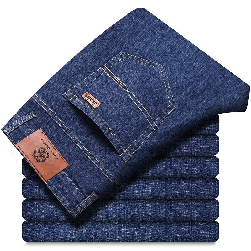 New Men Classic Jeans Homme Pantalones Hombre Soft Black Blue Denim Cargo Pants Business Casual All Match Baggy Jean Size 28-40