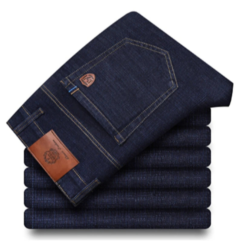New Men Classic Jeans Homme Pantalones Hombre Soft Black Blue Denim Cargo Pants Business Casual All Match Baggy Jean Size 28-40