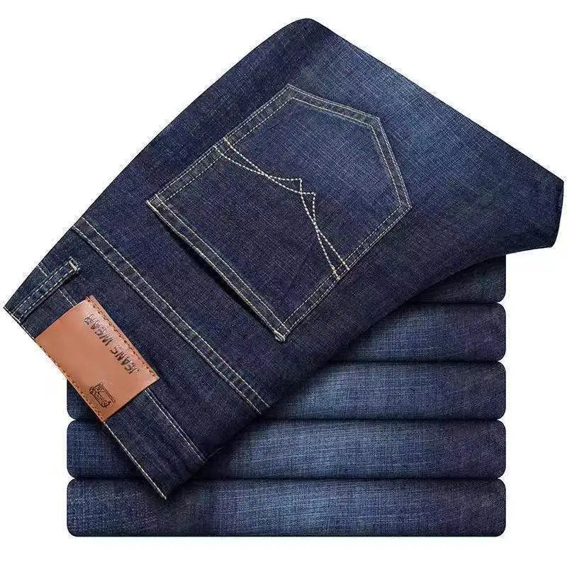 Men's Soft Straight Denim Pants 2025 Autumn Classic Business Black Biker Jeans Overalls Masculino Pantalone Hombre Mannen Homme