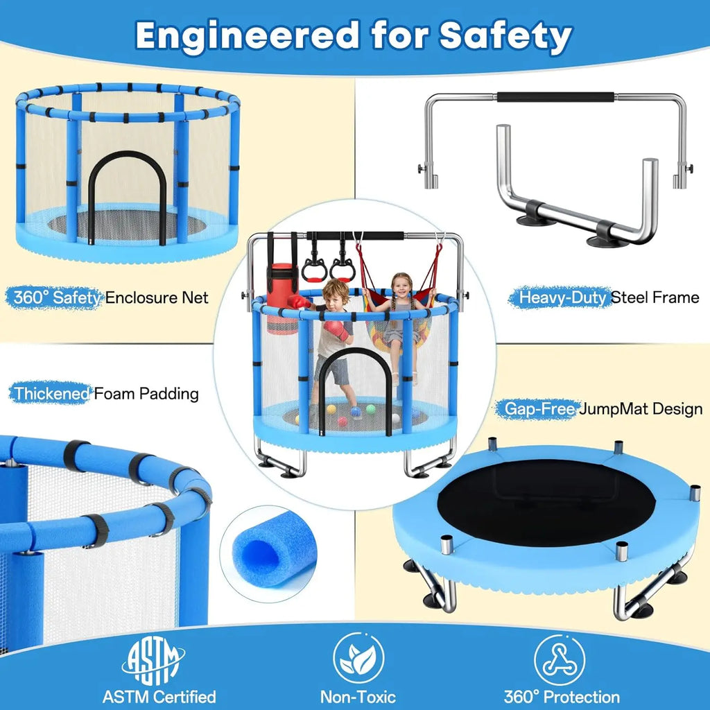 Toddler Trampoline,Trampoline for Kids with Enclosure,440lbs Capacity Toddler Trampoline Outdoor & Indoor with,Custom